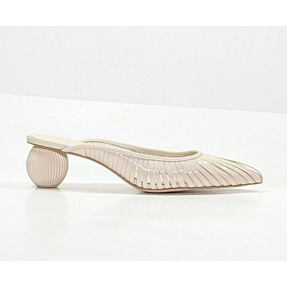 Cult Gaia Women's Alia Ball Leather Heel Mules Off White Size 38 (MSRP $325) - Picture 9 of 12